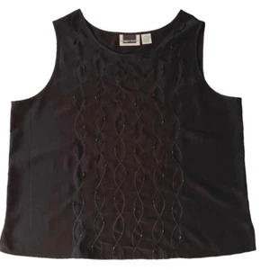 MAGGIE BARNES Women's Sleeveless Dressy Black Top Size 18W Embroidery Beading - Picture 1 of 5