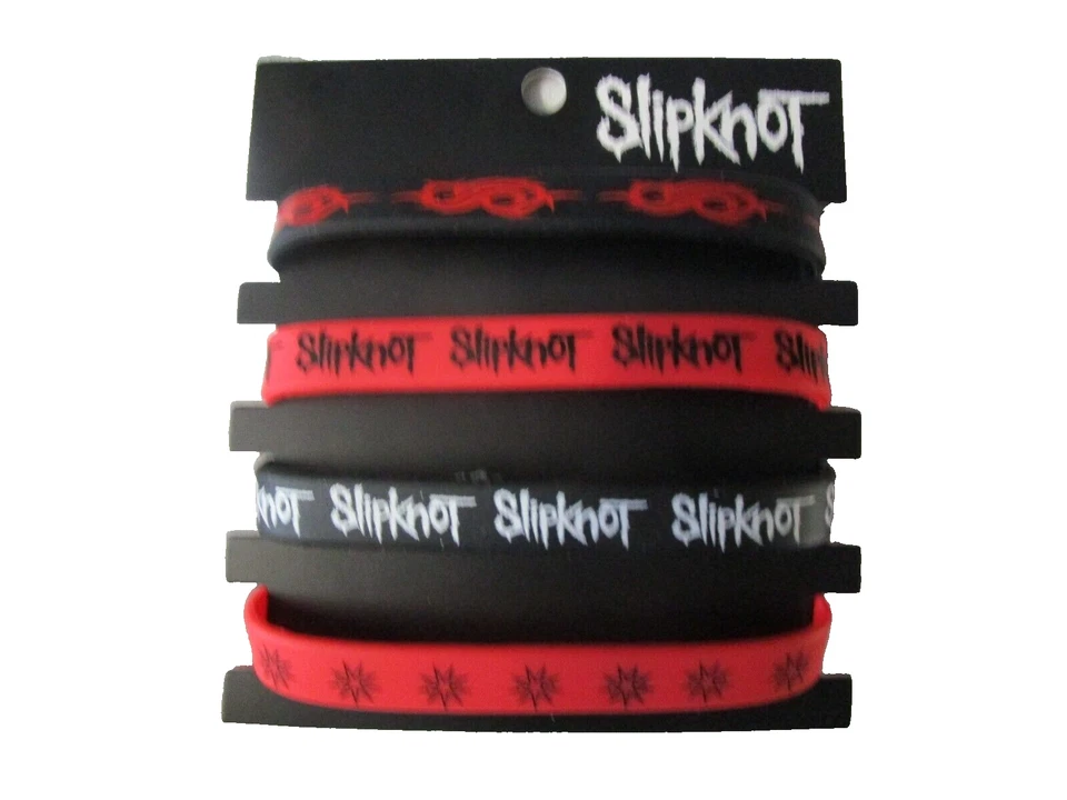 Juego de 4 brazaletes de goma Slipknot Icon logotipos de banda de símbolos Nonagram estrella de 9 puntas Foto 1 de 1
