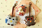 Mini OWL Keychain shabby chic pretty cute colorful little Birds fabric bag charm