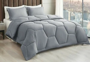 Juego de edredón de panal tamaño queen - suave y acogedor 88"x88" con 2 fundas de almohada GRIS - Imagen 1 de 6