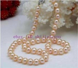 Beautiful 7-7.5mm Natural Pink Akoya Freshwater Pearl Necklace 18" - Picture 1 of 4