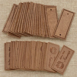 20 piezas etiquetas en blanco vintage estilo natural de cuero PU para bolsas de ropa de costura - Imagen 1 de 11