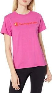 Champion Women's Small Pink Classic Tee Script Logo - Picture 1 of 1