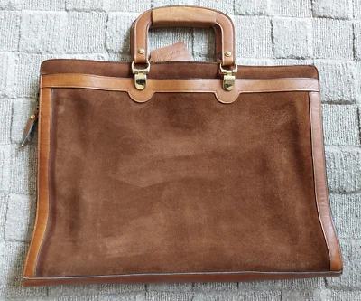 Maletín/bolso portafolio vintage Michael Scott - cuero gamuza marrón - caja y etiqueta originales Foto 1 de 4