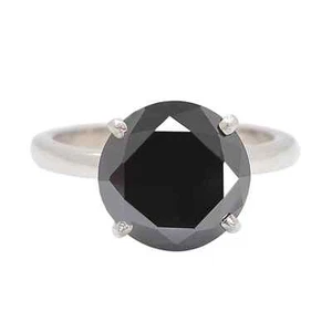 3 Ct Round Cut Black Natural Diamond Men's Engagement Ring 14K White Gold Plated - Picture 1 of 7
