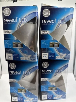 (4) GE 65w/10w 650 Lumens reveal LED  Indoor Floodlight Dimmable Light Bulb - Image 1 of 4