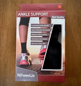 PowerLix Athletic Ankle Support Brace Unisex Size XL Black New In Box Sealed Big - Picture 1 of 1
