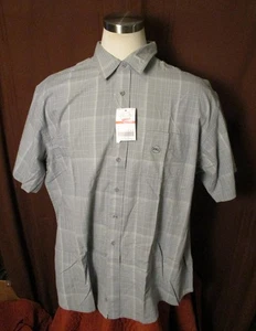 Vintage Sears Fieldmaster Men's Button Short Sleeve Shirt, Gray Plaid, 2XL, New - Picture 1 of 8