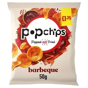 16 x 50g Popchips Barbeque Flavour Popped Potato Chips PMP £1.25 Full Box - Picture 1 of 5