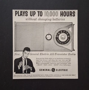 General Electric All-Transistor Portable Radio Vintage Mid-Century Art - 1957 AD - Picture 1 of 1