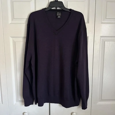 Свитер мужской Jos A Bank 2XB фиолетовый фирменная коллекция шерсть мериноса с V-образным вырезом - Изображение 1 из 4