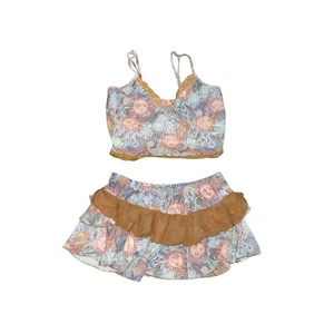 Shein Two Piece  Sun and Paisley Lace Mesh Top & Skirt Size Large BOHO festival - Picture 1 of 4