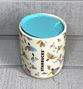 Taza de café de viaje acanalada Starbucks 8 OZ 2023 ~ Spring Soft Touch con tapa verde azulado - Imagen 1 de 7