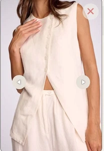 NWT SUNDAYS Isolde Linen Vest Whisper White S $216 - Picture 1 of 3
