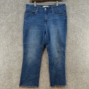 Gap 1969 Women's Jeans Size 29S Perfect Body Blue Denim Mid Rise Raw Hem - Picture 1 of 12