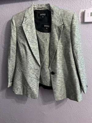 Kasper Women Blazer Jacket Size 14 Shirt Zie 12 Silk Blend Greenish Black - Image 1 of 4