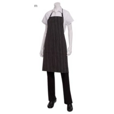 Delantal babero unisex Chef Works, negro con rayas de tiza Foto 1 de 4