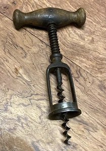 Antique Corkscrew Hardwood Handle Spring Assisted Shaft#GLA - Picture 1 of 7