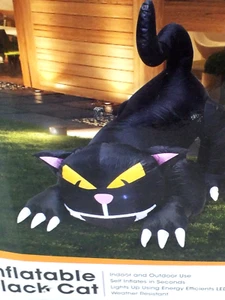 Luces LED inflables de 4 pies para gato negro gigante de Halloween al aire libre - Imagen 1 de 4