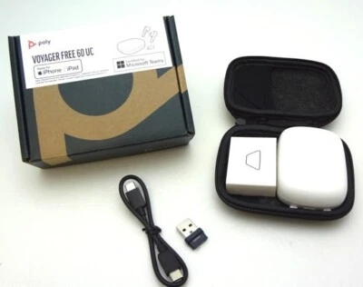 Poly Voyager Free 60 UC MS USB-A Bluetooth Drahtlose Ohrhörer In Weiß HP 7Y8L5AA - Bild 1 von 4