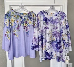 Women's Alfred Dunner Shirt Isn't it Romantic 2024 size 3X 3/4 Sleeve Lot of 2 - Picture 1 of 18