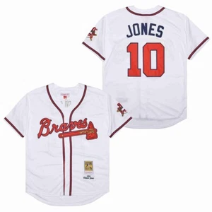 Chipper Jones #10 Atlanta Braves Cooperstown White Jersey, 1995 30th Season - Picture 1 of 5