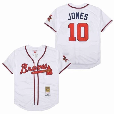 Camiseta blanca Chipper Jones #10 Atlanta Braves Cooperstown, temporada 30 1995 Foto 1 de 4