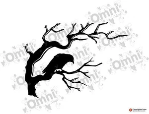 Silhouette Crow On Tree / parete ramo / piastrelle / laptop - decalcomania vinile / adesivo - Foto 1 di 6