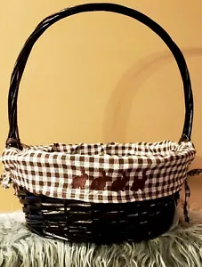 LAND OSTERKORB dunkelbraun Weidenkorb mit Stirn und weißem Gingham-Einsatz - Bild 1 von 6