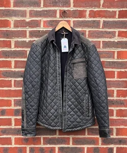 All Saints Mens Quilted ALTER Leather Shirt Jacket SMALL rove Shacket A49 - Picture 1 of 11