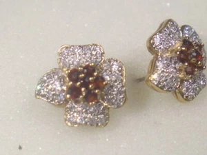 # GARNET EARRING DESIGNER VINTAGE SIMULANTED DIAMOMD CUBIC ZIRCONIA 961GACZ - Picture 1 of 8