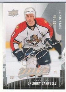 GREGORY CAMPBELL 2009-10 UPPER DECK MVP # 177 SUPER SCRIPT 25 MADE PANTHERS MINT