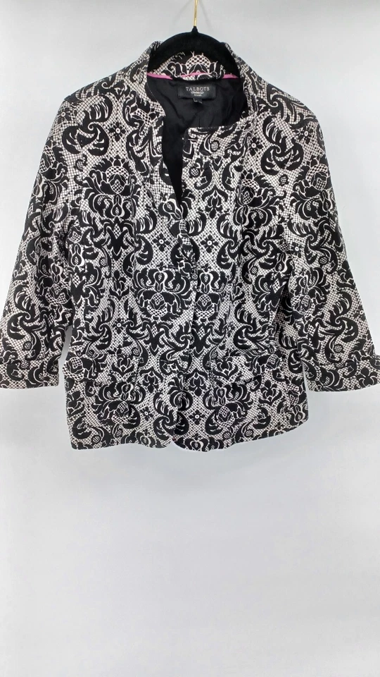 Chaqueta Blazer Talbots Mujer Manga 3/4 Floral Talla 10P 2 Botones 100% Algodón  Foto 1 de 4