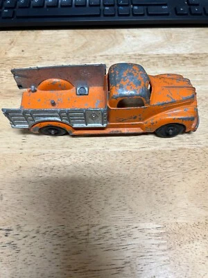 Vintage Hubley Kiddie Toy Stake Side Orange Pick Up Truck #460 Die Cast - Image 1 of 4