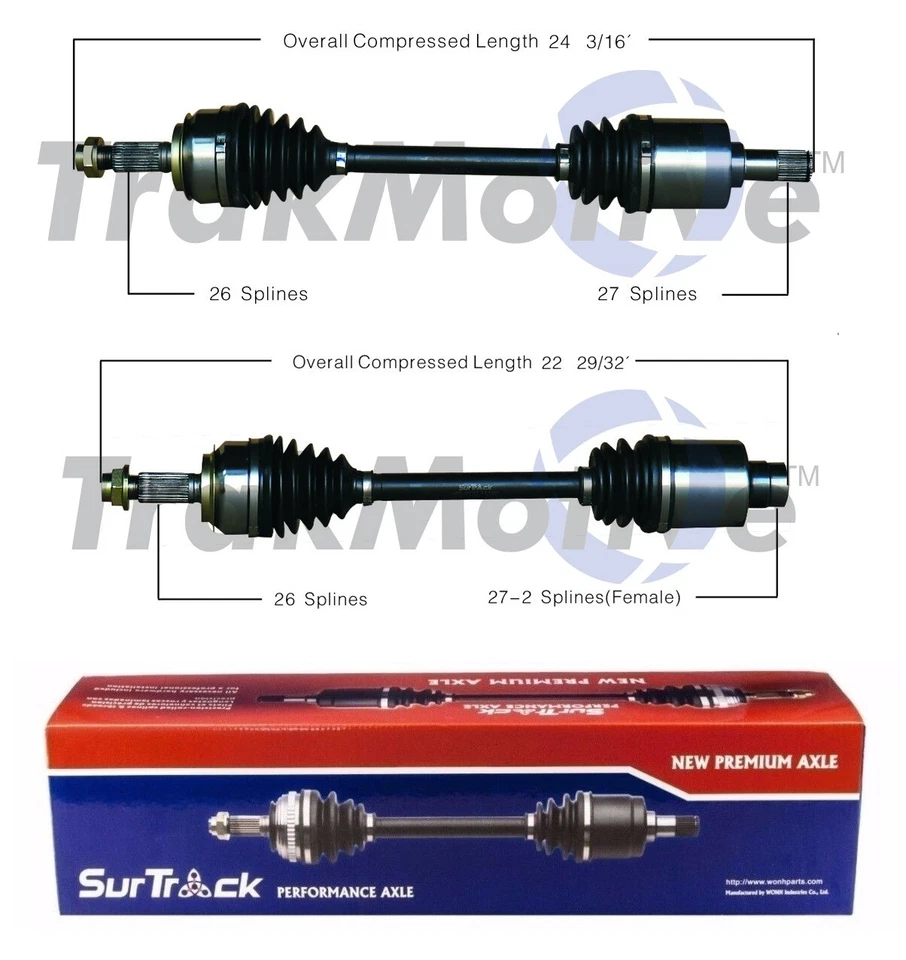 SurTrack Pair Set of 2 Front CV Axle Shafts For Honda Civic 1.8l 4L 06-11 Manual - Изображение 1 из 1