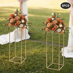 5PC 31.5in Tall Gold Metal Flower Stand for Wedding Table Centerpieces Decor - Picture 1 of 9