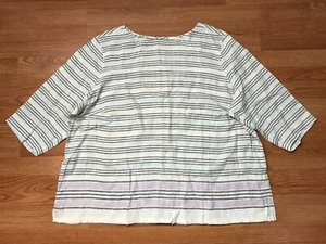 J Jill Love Linen Shirt Womens 4X Striped Back Button 3/4 Sleeve 100% Linen - Picture 1 of 12