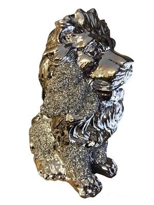 Figura animal adorno de cerámica de plata diamante triturado león 🙂 Foto 1 de 4