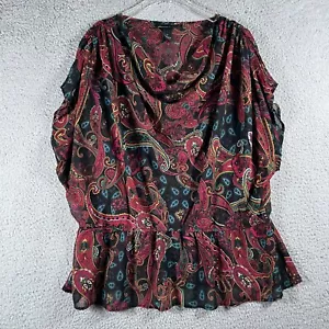 Top da donna Lane Bryant taglia 16 manica spaccata trasparente vita elastica collo a guscio - Foto 1 di 10