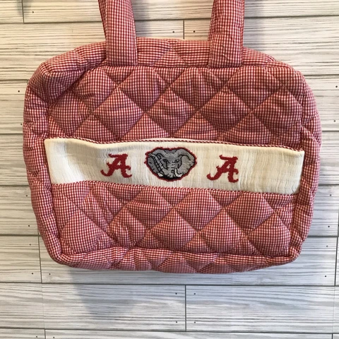 ALABAMA Roll Tide Vive La Fete Diaper Bag Tote Satchel Red White Gingham Cover