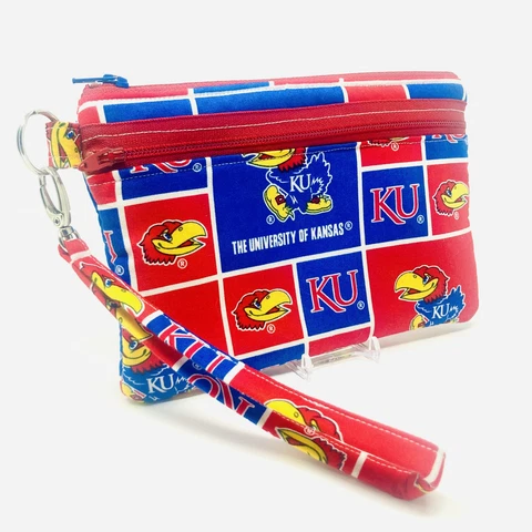 Kansas University Jayhawks Logo Keychain Wallet (Double Zip Pockets) 8" x 5" Cover