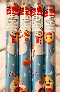4 Rolls Baby Shark Gift Wrap Wrapping Paper, 50Sqft Each Christmas - Picture 1 of 1