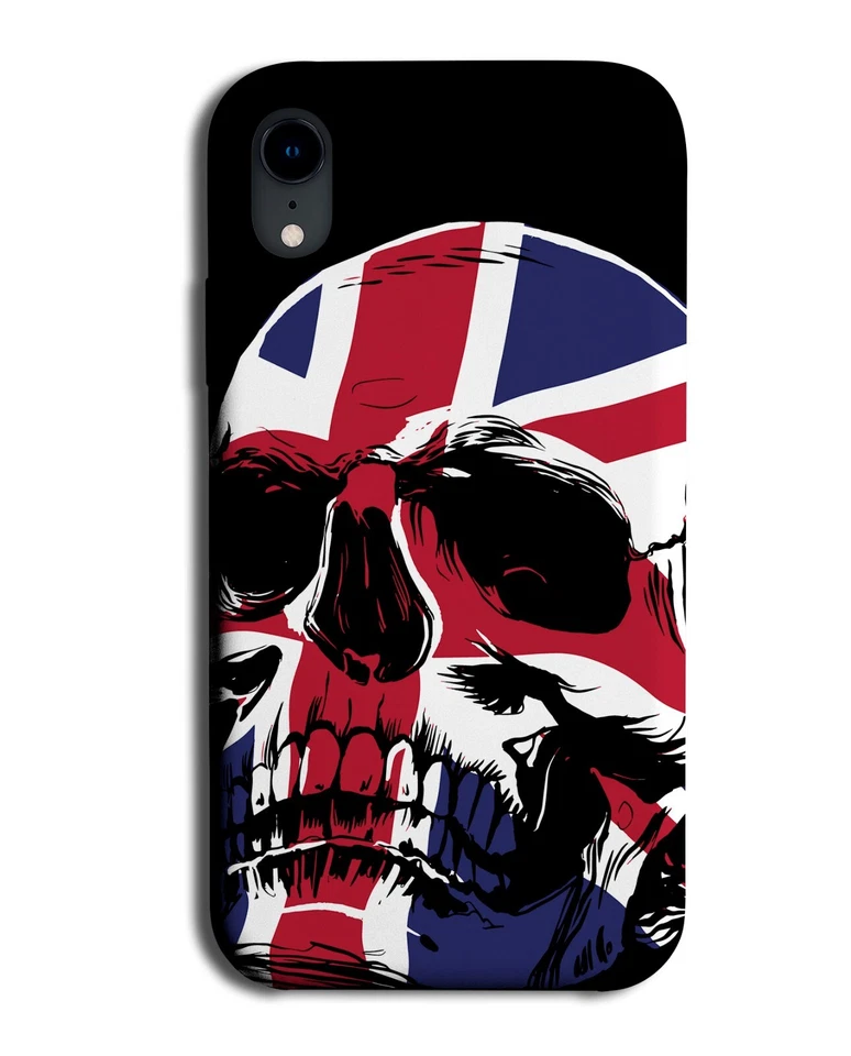 Union Jack Phone Case Cover Skeleton Head Face Skull UK British Flag Cross N569 — 第 1/1 张图片