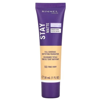 Rimmel London, Stay Matte, Full Coverage Mattifying Foundation, 103 True Ivory - Image 1 of 3