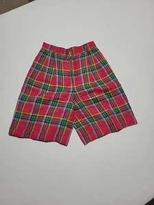 Vintage Talbot's Linen Bermuda Shorts  Pleated Petite Sz.6  24" X 8"New Pink Grn - Picture 1 of 11