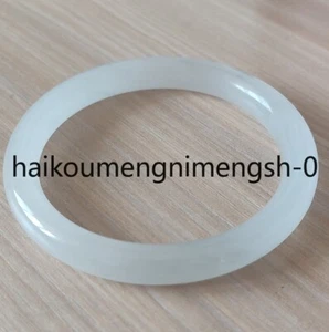 Certified 62mm Grade AAA Natural White HeTian Jade Round Bangle Bracelet - Imagen 1 de 6