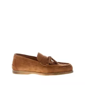 MIGLIORE herren schuhe tabak braun suede made in Italy quasten mokassin vintage - Bild 1 von 8
