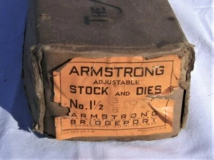 Armstrong No. 1-1/2 Adjustable Stock and Dies - 3/8", 1/2", 3/4" complete set - Picture 1 of 5