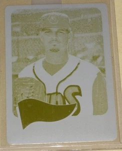 2014 TOPPS HERITAGE MINORS YELLOW PRESS PRINTING PLATE 1/1 JUSTIN NICOLINO - Picture 1 of 1