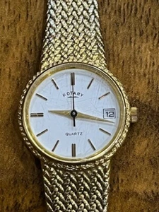 Stunning Vintage Rotary White Date Dial Quartz Ladies Bracelet Watch - Working - Picture 1 of 7